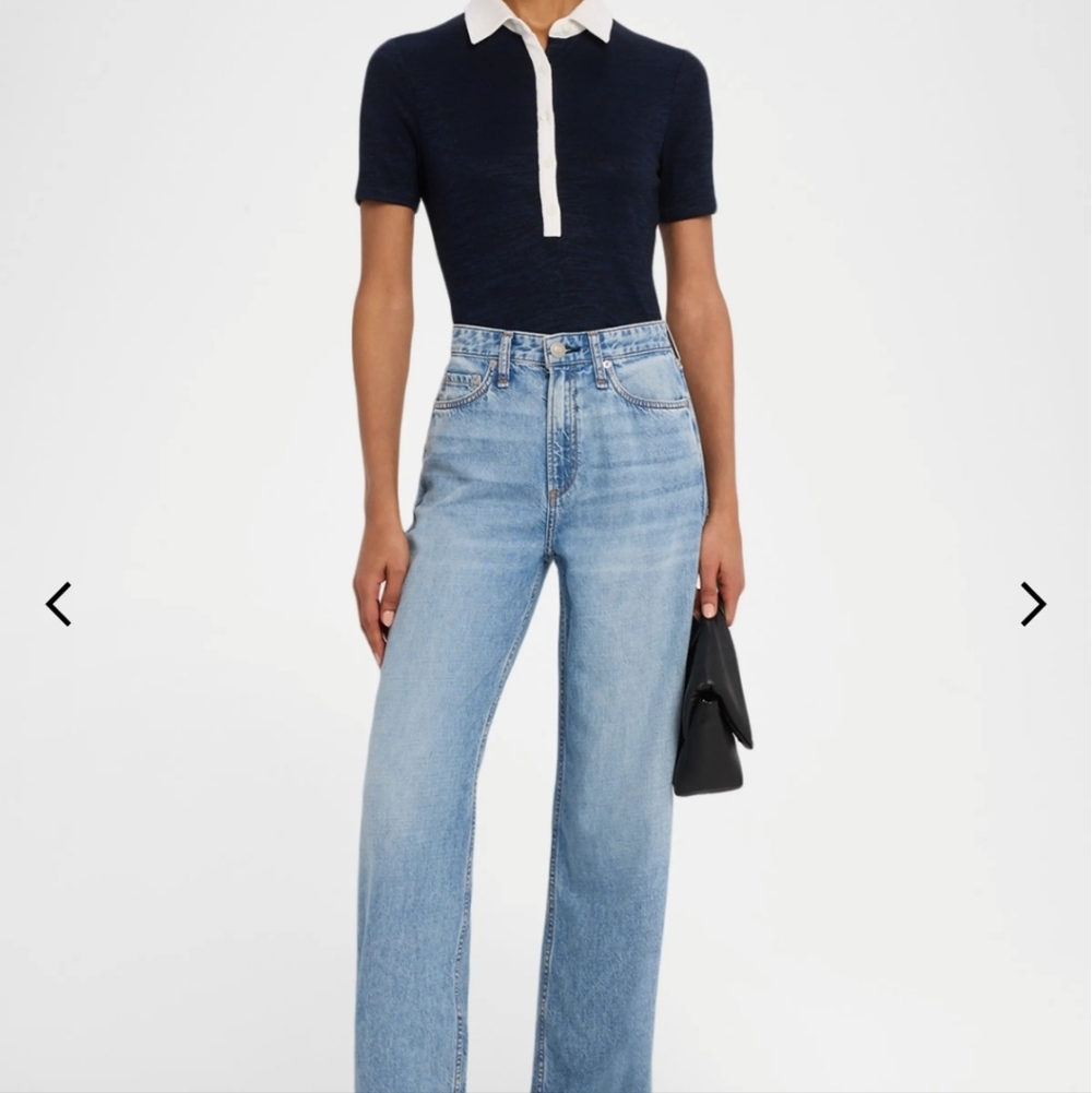 rag & bone Featherweight Logan Mid-Rise Wide-Leg Jeans Sz 27 - Picture 2 of 12